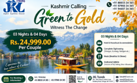 Kashmir Green to Gold package featuring Dal Lake, Gulmarg and Pahalgam for a 3-night 4-day holiday